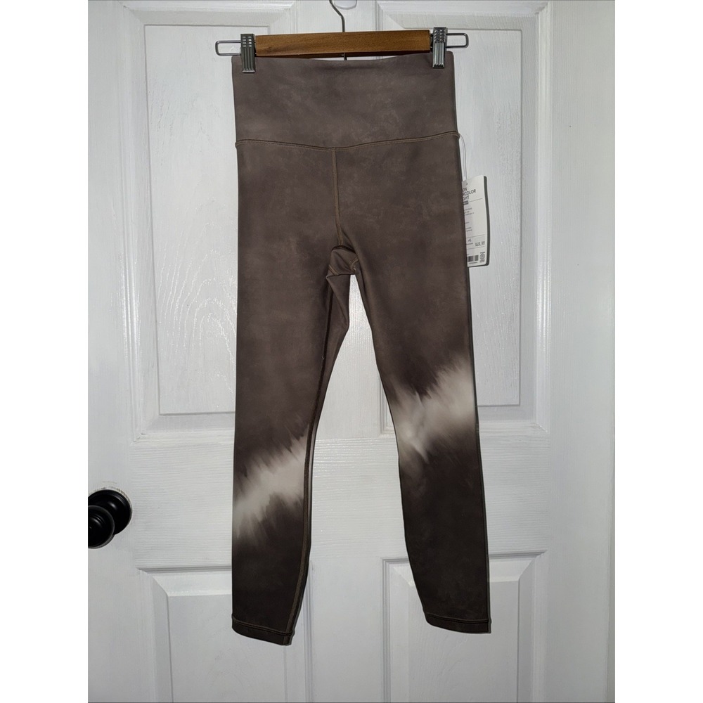 NEW ATHLETA‎ Elation Watercolor Stripe 7/8 Tight Leggings XS Neutral Brown